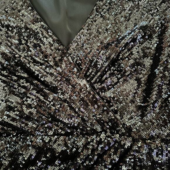 Jonathan Simkhai Monty wrap effect sequin mini dress size 6 brown - Picture 7 of 16